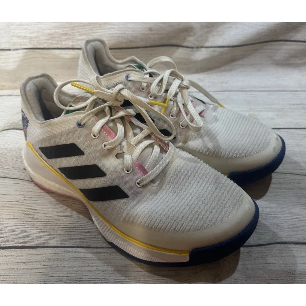 Adidas Crazy Flight Volley Ball Shoes Sneakers Pink Yellow Blue Black Sz 6.5